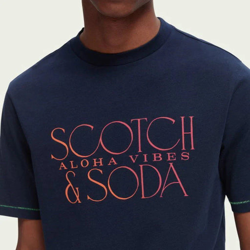 Scotch & Soda Mens Organic Cotton Logo Graphic T-Shirt Tees 8719029826332 Free Shipping Worldwide
