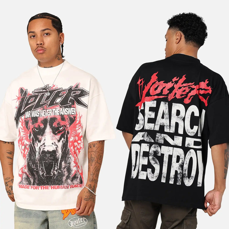 Two graphic print t-shirts.