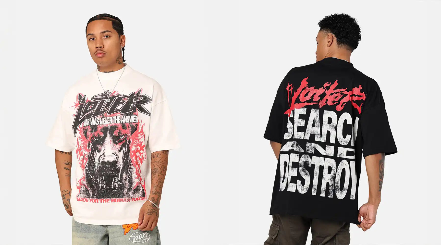 Two graphic print t-shirts.