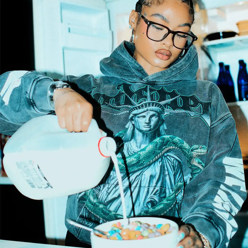 White plastic cereal dispenser with red accents and spout design.