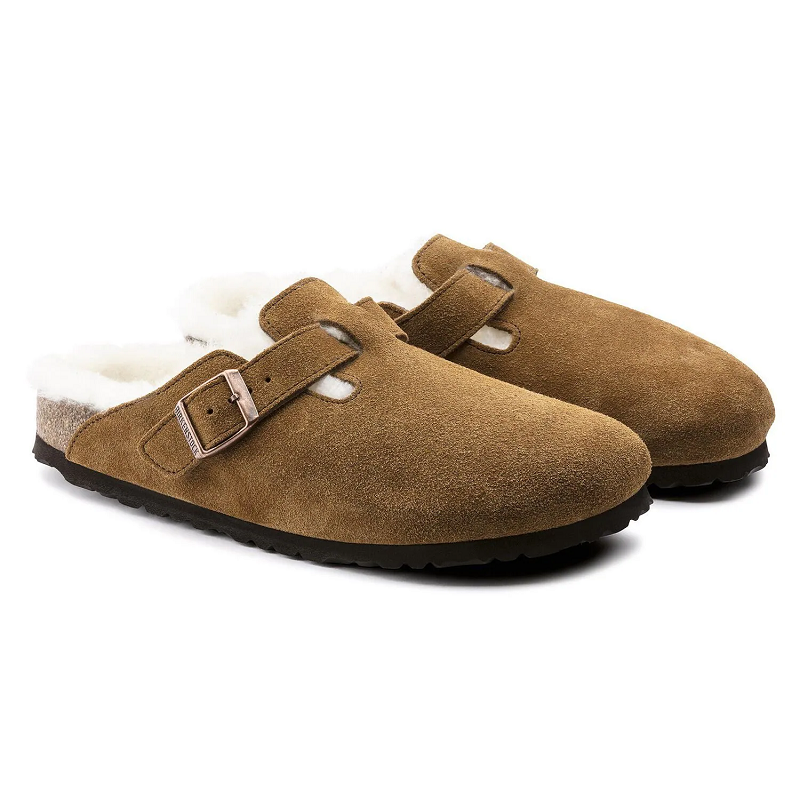 Birkenstock Boston Shearling Suede Leather Clogs