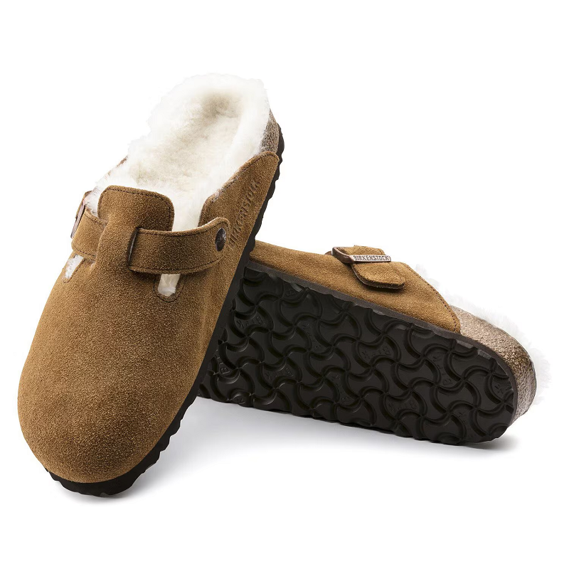 Birkenstock Boston Shearling Suede Leather Clogs