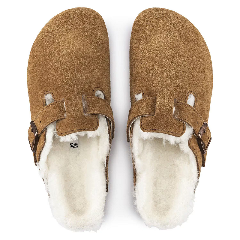 Birkenstock Boston Shearling Suede Leather Clogs
