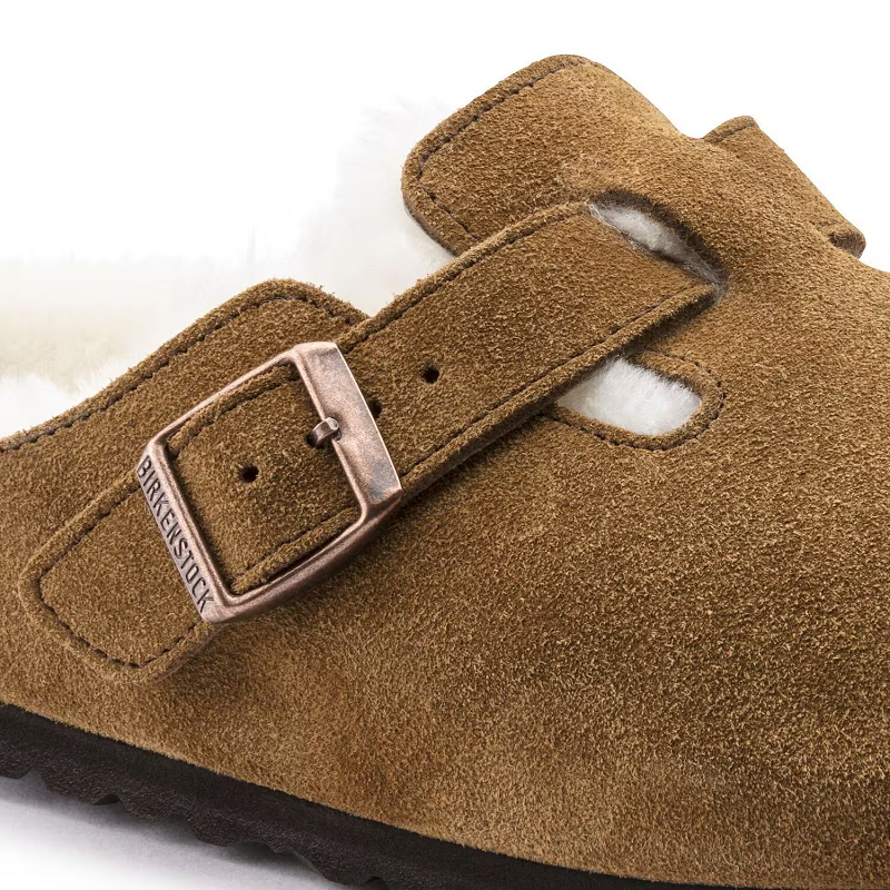 Birkenstock Boston Shearling Suede Leather Clogs