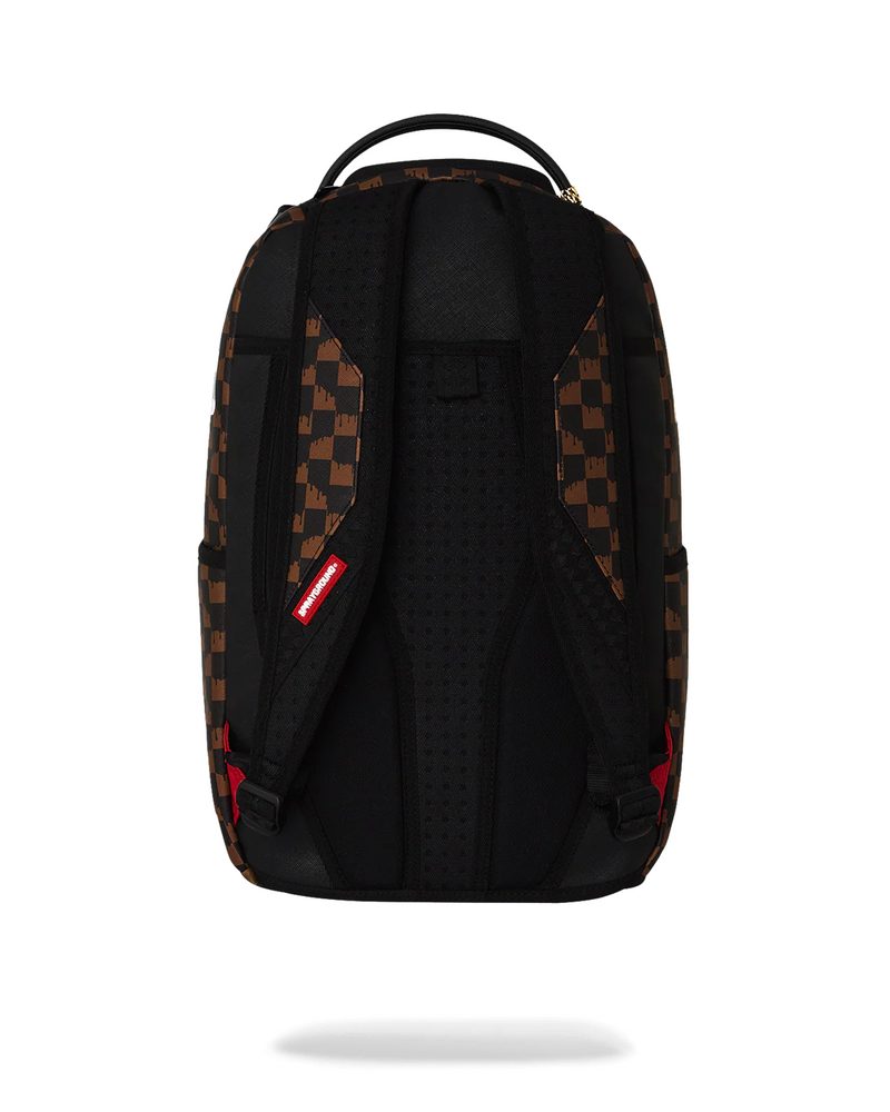 SPRAYGROUND B8552 BROWN AND CREAM DRIP CHECK PARIS FANG SHARK BACKPACK BTS26