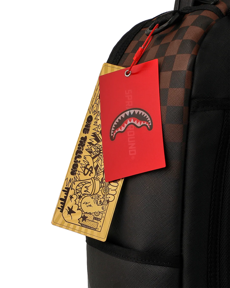 SPRAYGROUND B8702 SHADOWN SHARKS DEEP SEA BROWN CHECK GHOST DRIP BACKPAC BTS26