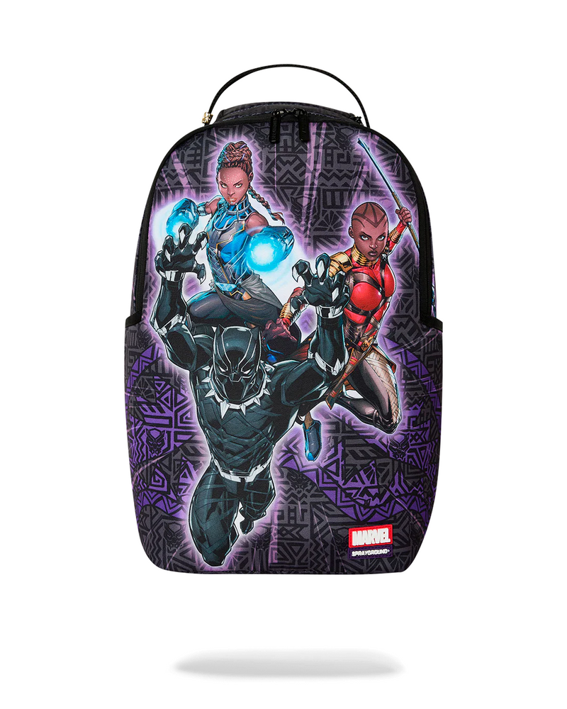 SPRAYGROUND B9120 MARVEL BLACK PANTHER NEVER BACK DOWN GROUP SHOT BACKPACK BTS26