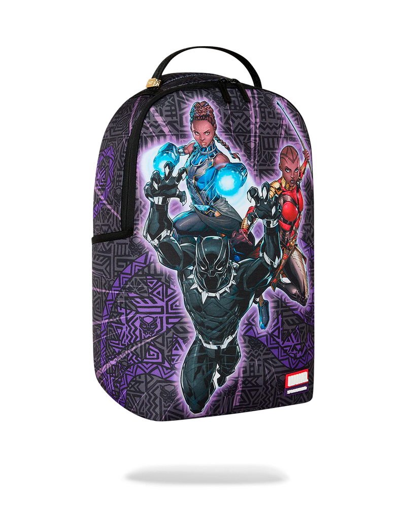 SPRAYGROUND B9120 MARVEL BLACK PANTHER NEVER BACK DOWN GROUP SHOT BACKPACK BTS26