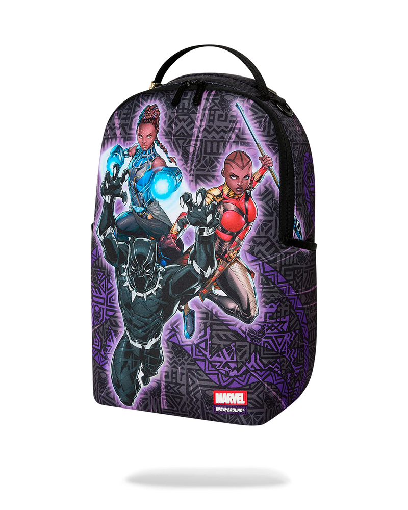 SPRAYGROUND B9120 MARVEL BLACK PANTHER NEVER BACK DOWN GROUP SHOT BACKPACK BTS26
