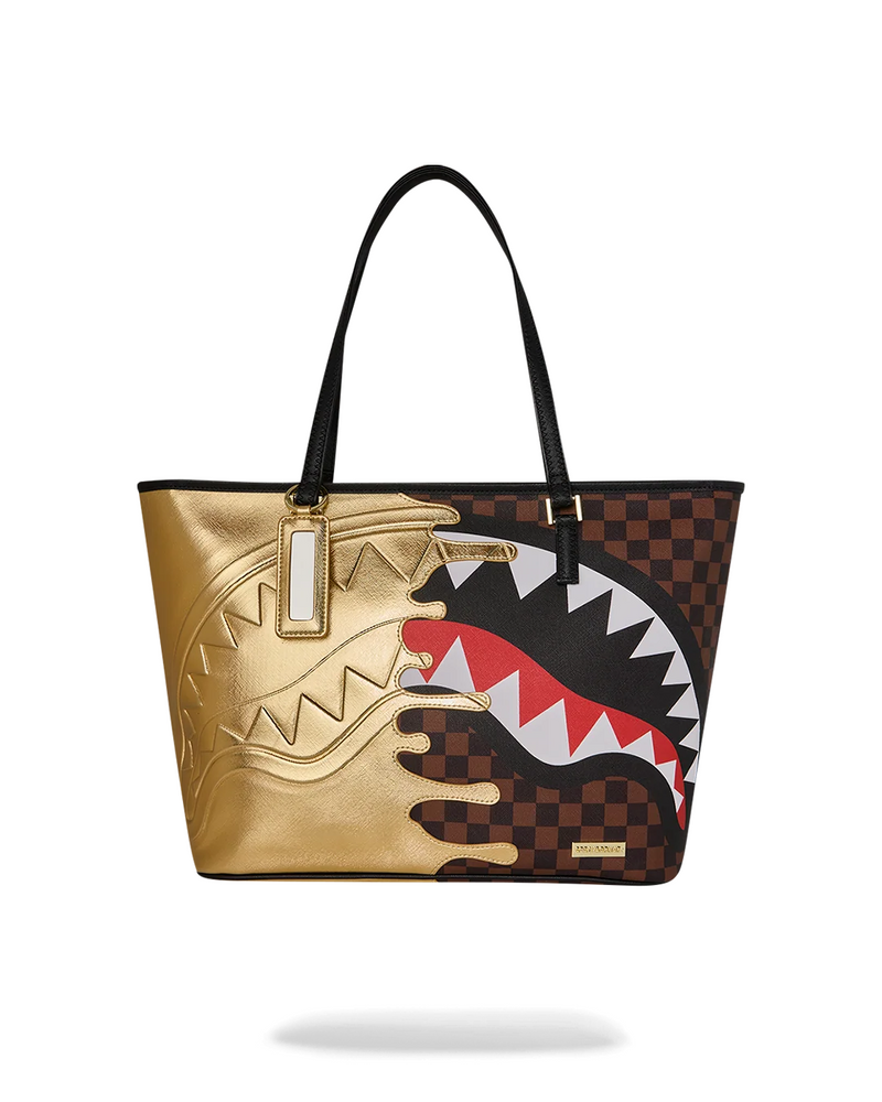 SPRAYGROUND T9345 GOLDEN DYNASTY SHARKS IN PARIS GOLD DRIP TOTE BTS26