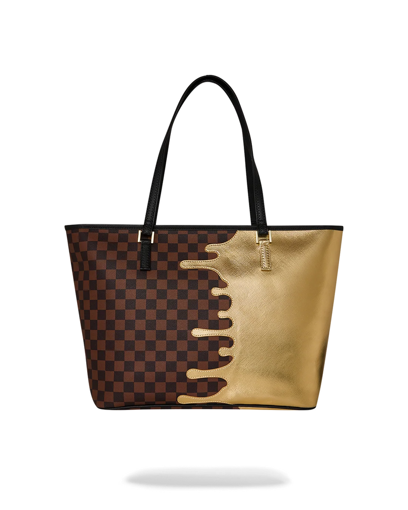 SPRAYGROUND T9345 GOLDEN DYNASTY SHARKS IN PARIS GOLD DRIP TOTE BTS26
