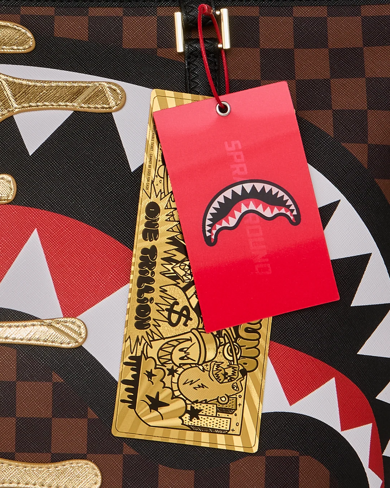 SPRAYGROUND T9345 GOLDEN DYNASTY SHARKS IN PARIS GOLD DRIP TOTE BTS26